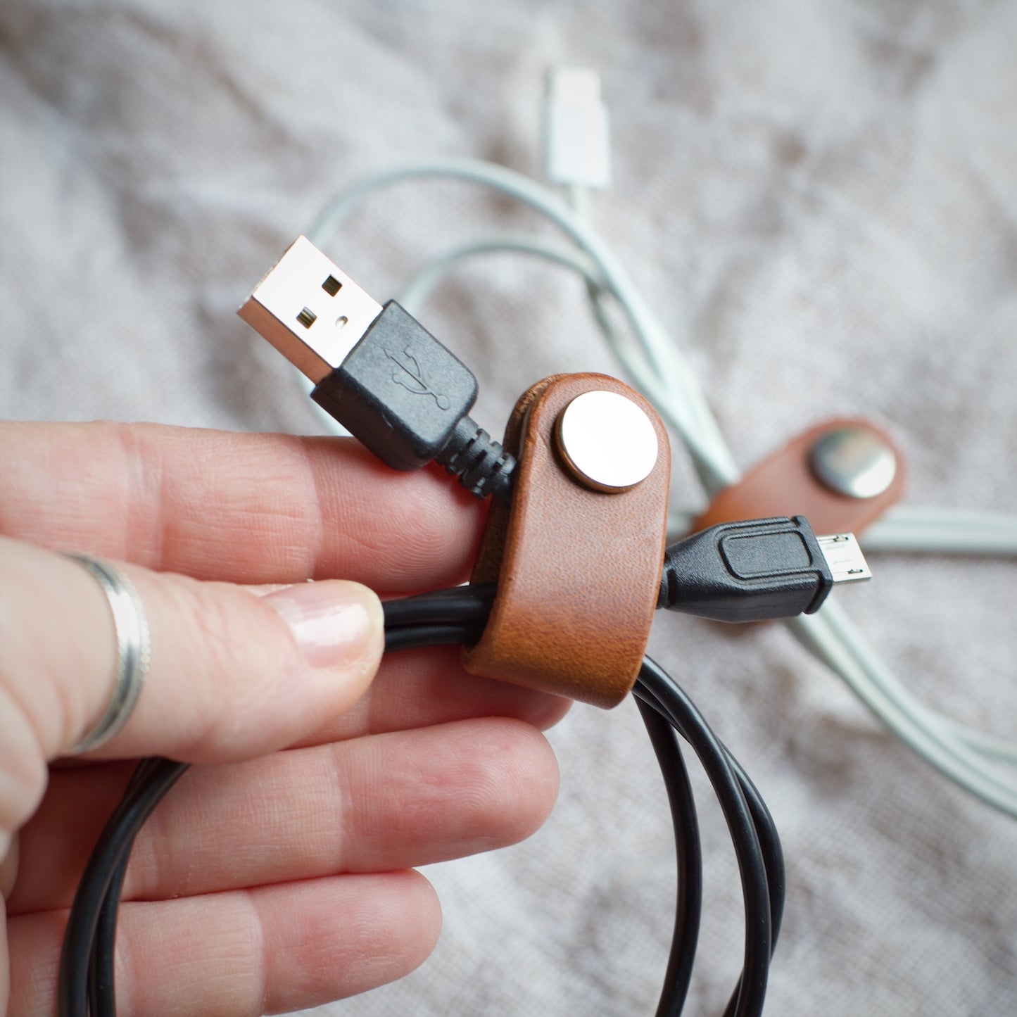 Handmade Leather Cable Tidies