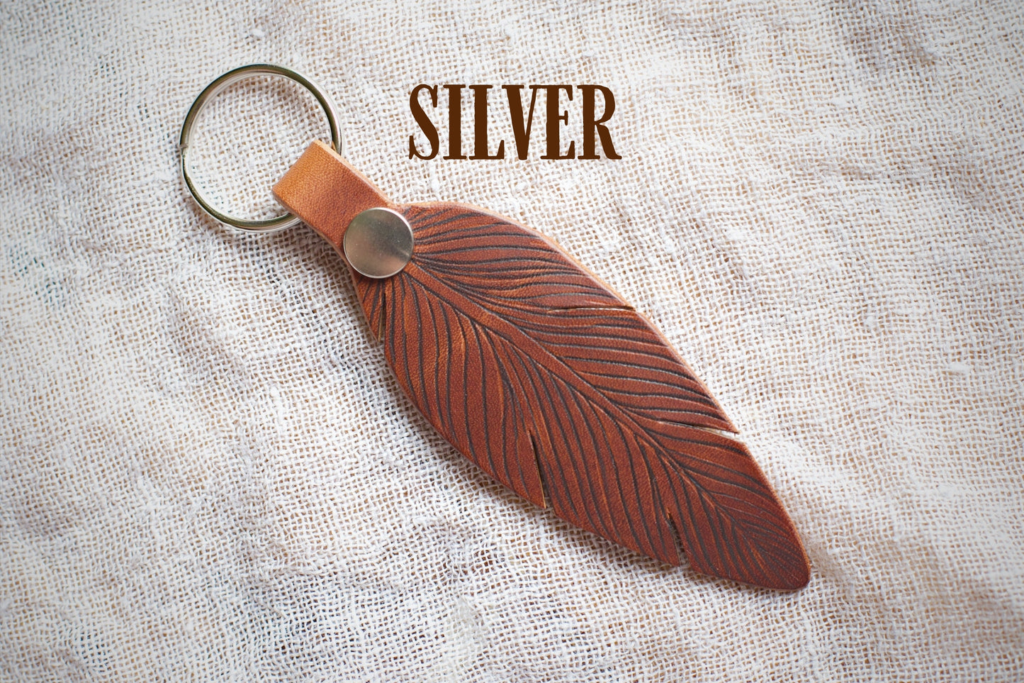 Leather Feather Keyring