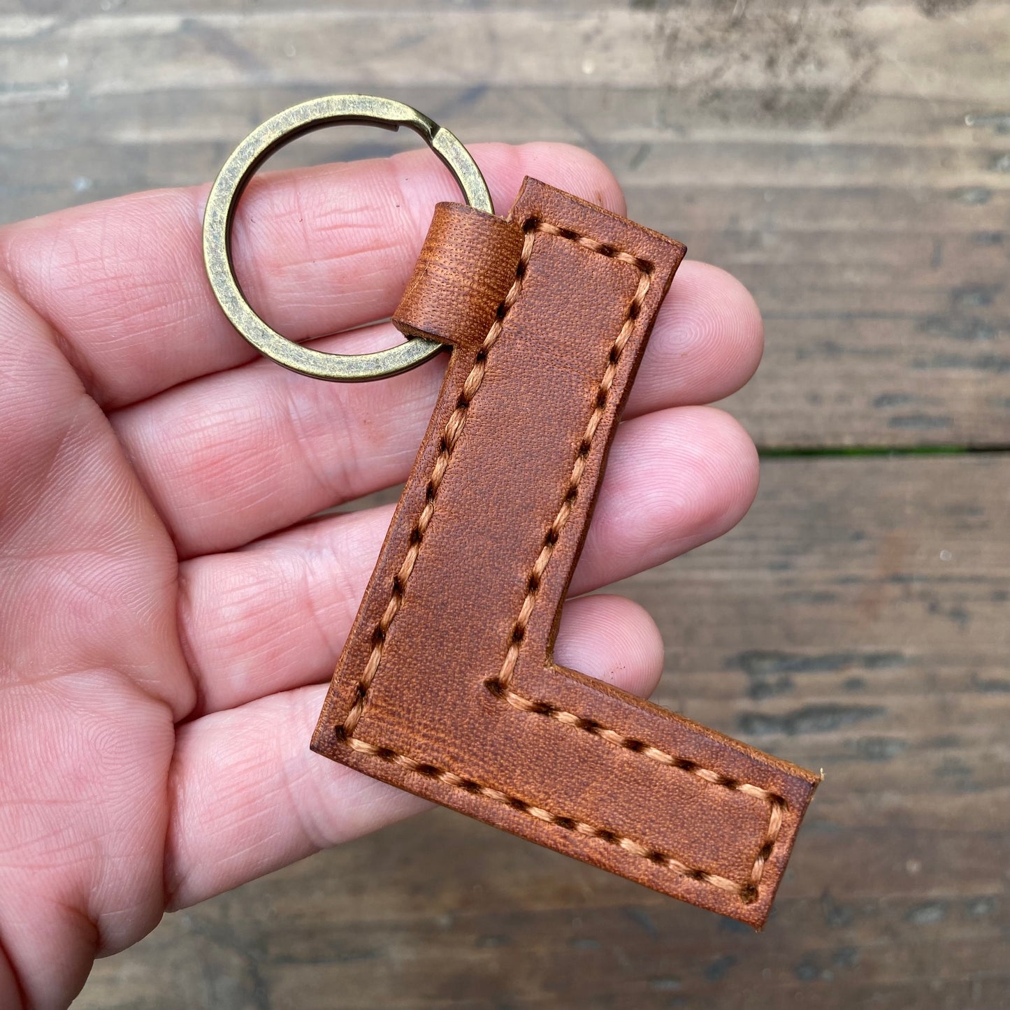 Leather Letter Keyring