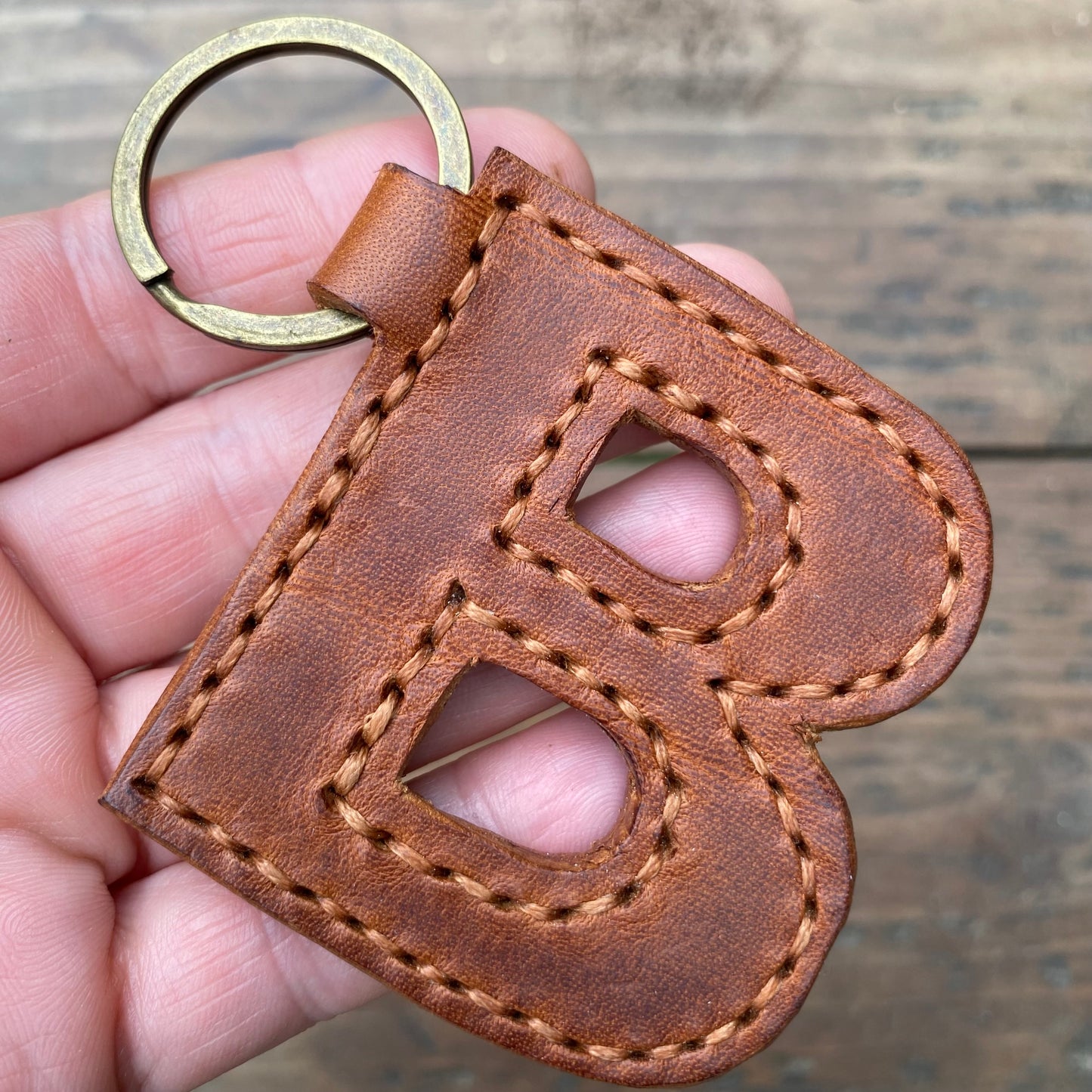 Leather Letter Keyring