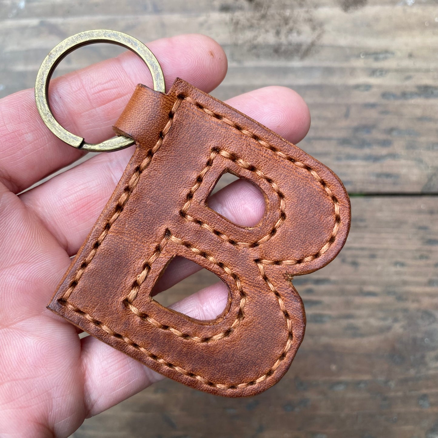 Leather Letter Keyring