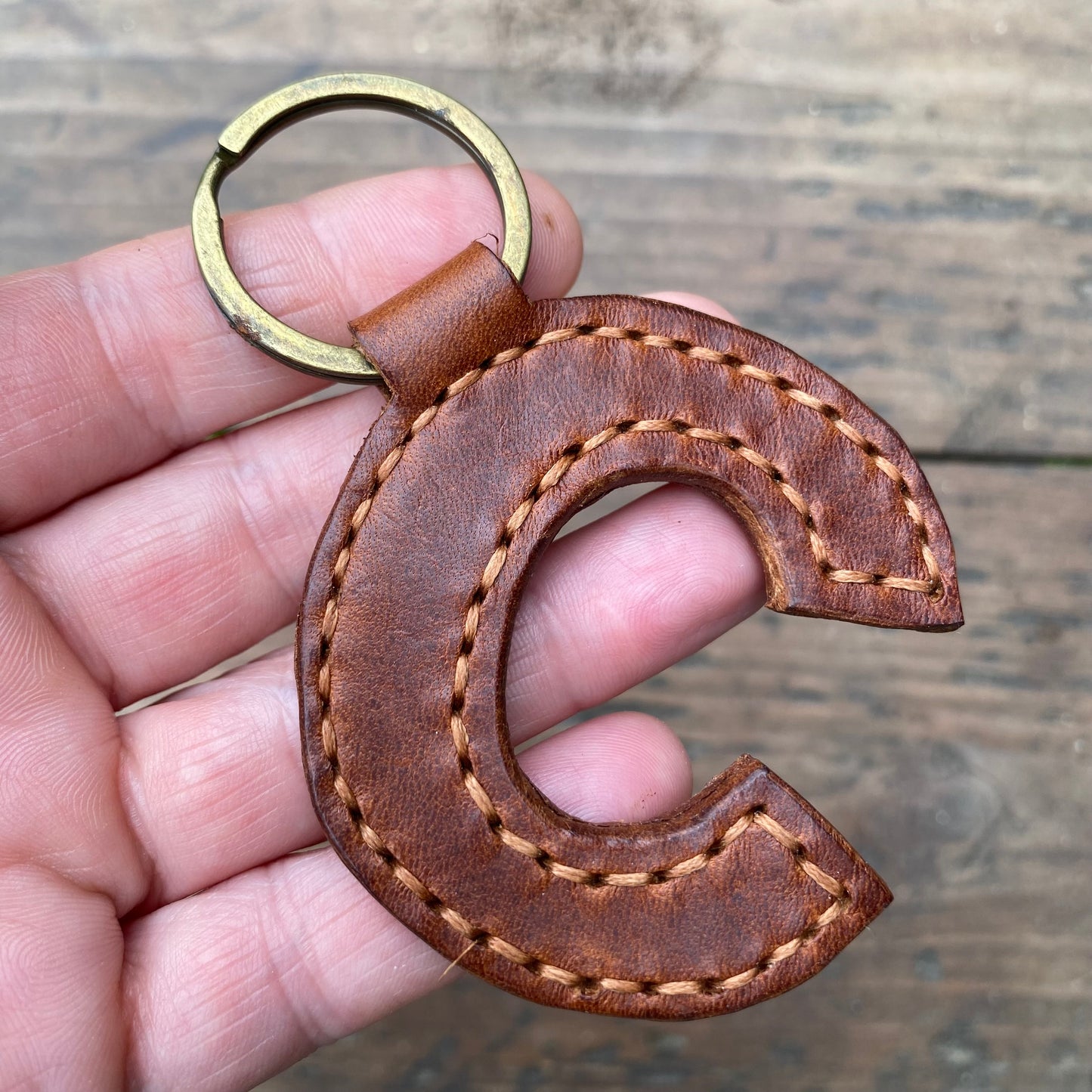 Leather Letter Keyring
