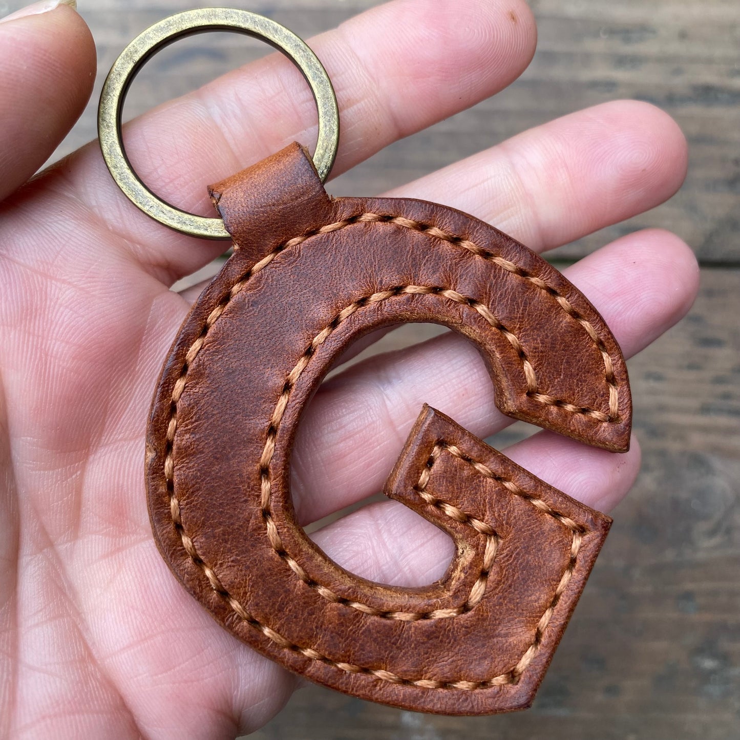 Leather Letter Keyring