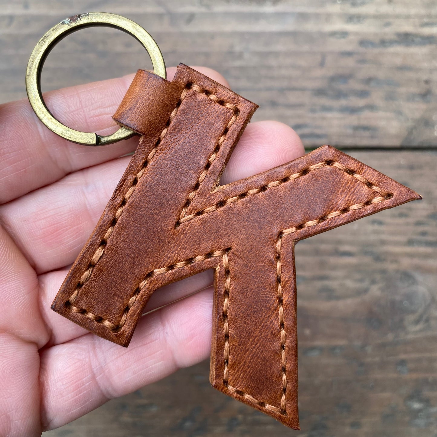 Leather Letter Keyring