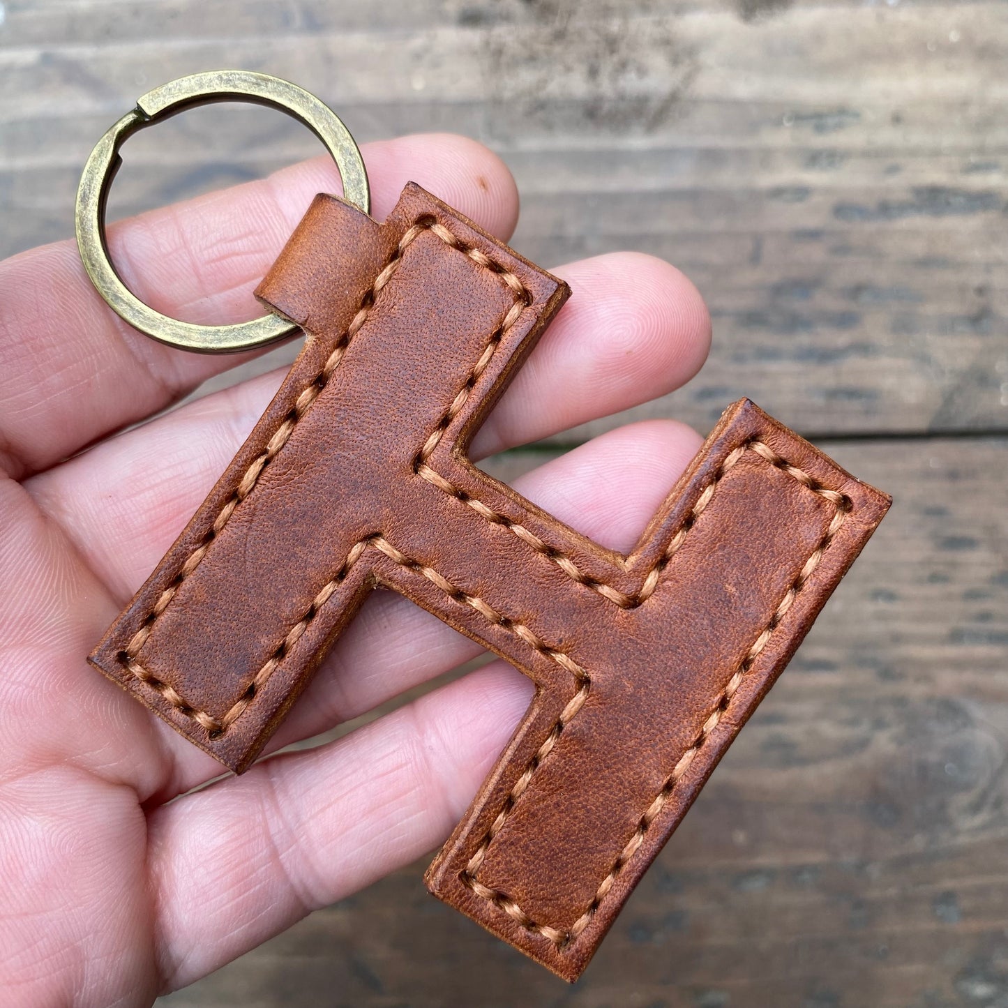 Leather Letter Keyring
