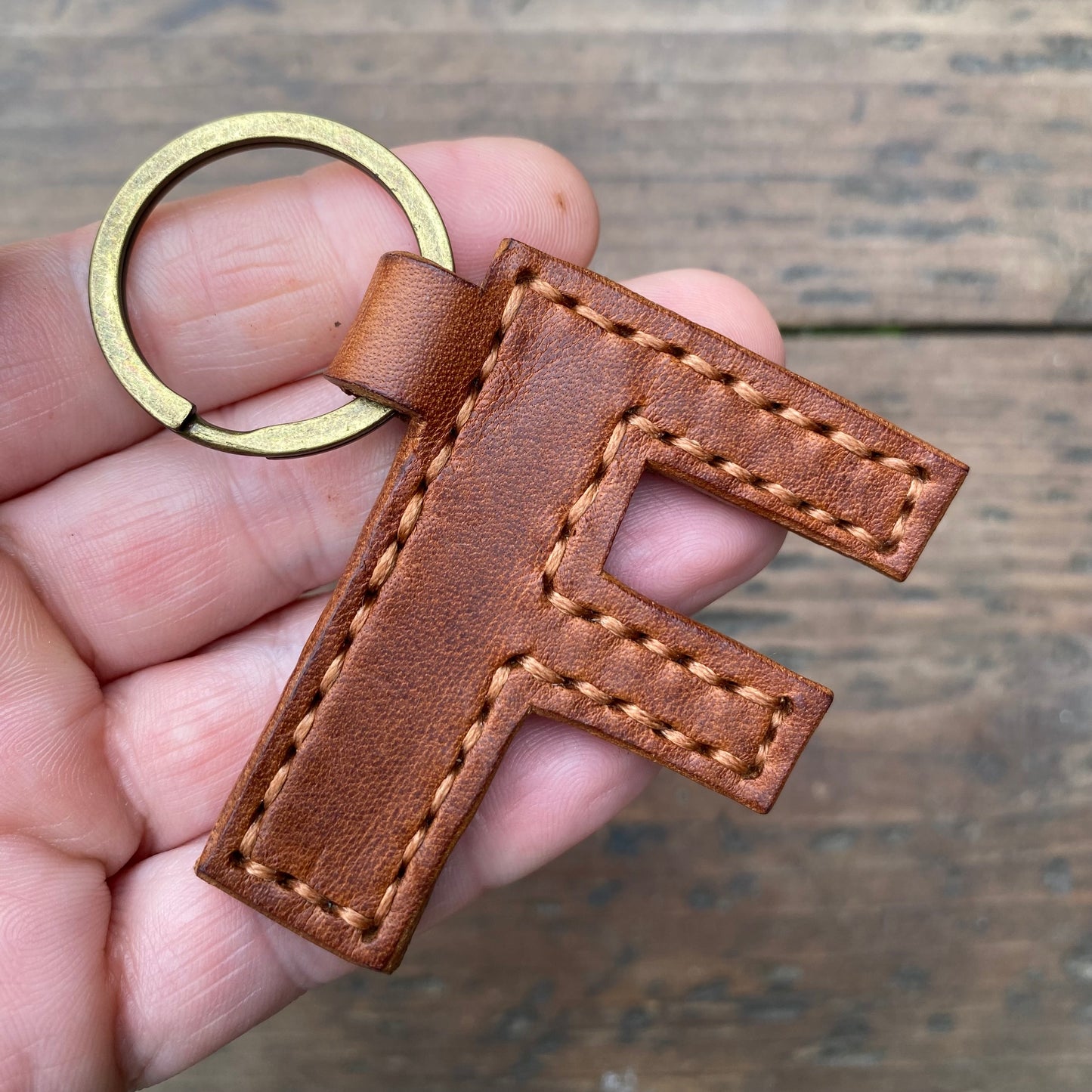 Leather Letter Keyring