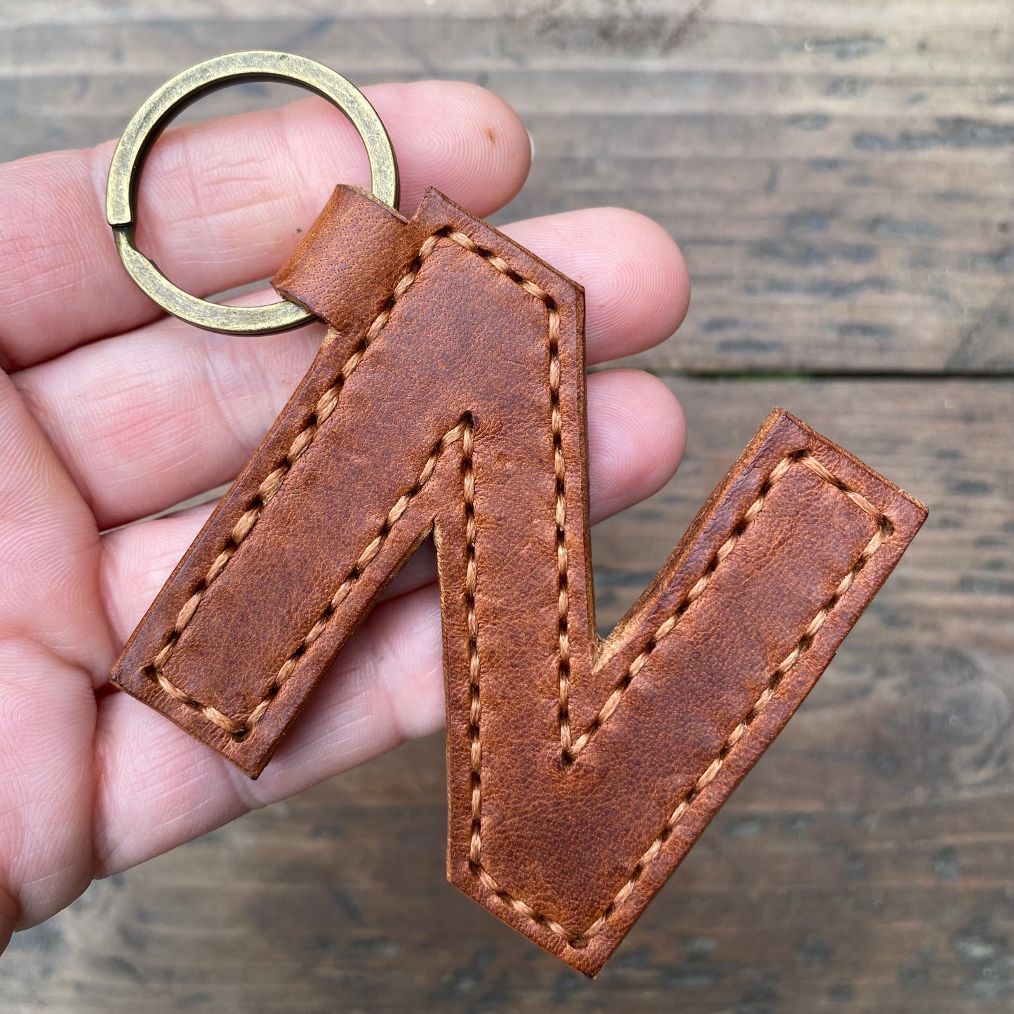 Leather Letter Keyring