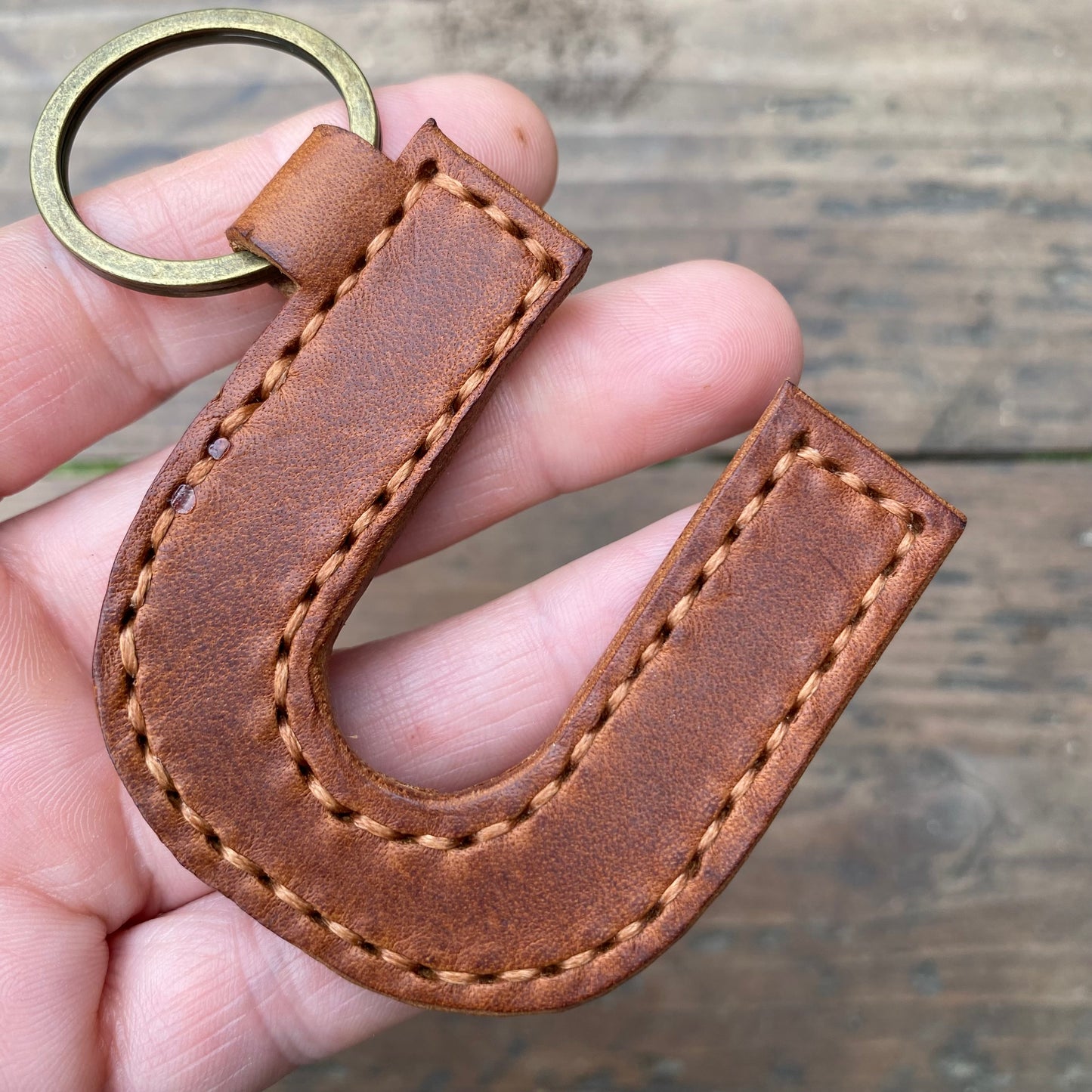 Leather Letter Keyring