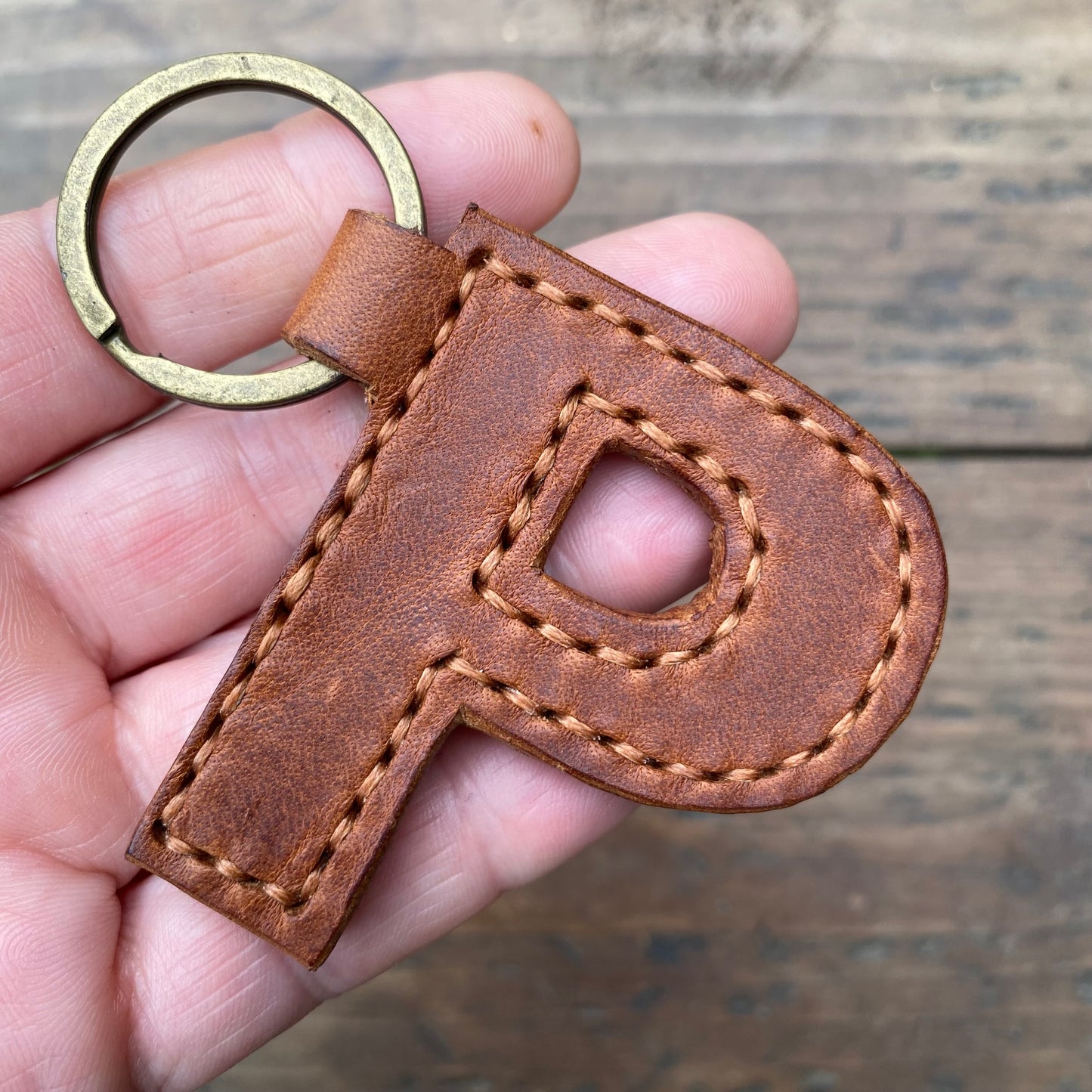 Leather Letter Keyring