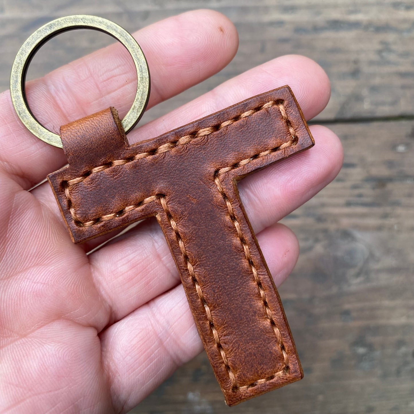 Leather Letter Keyring