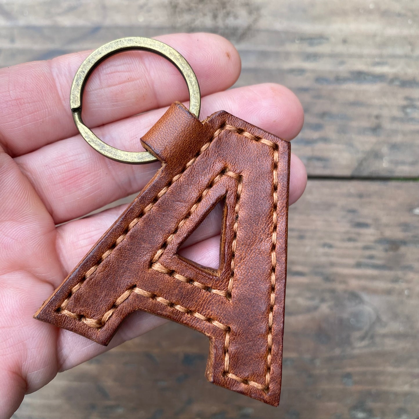 Leather Letter Keyring