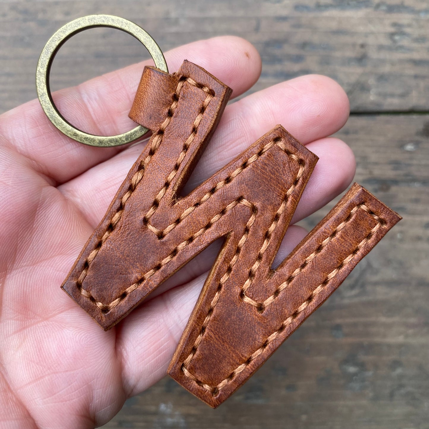 Leather Letter Keyring