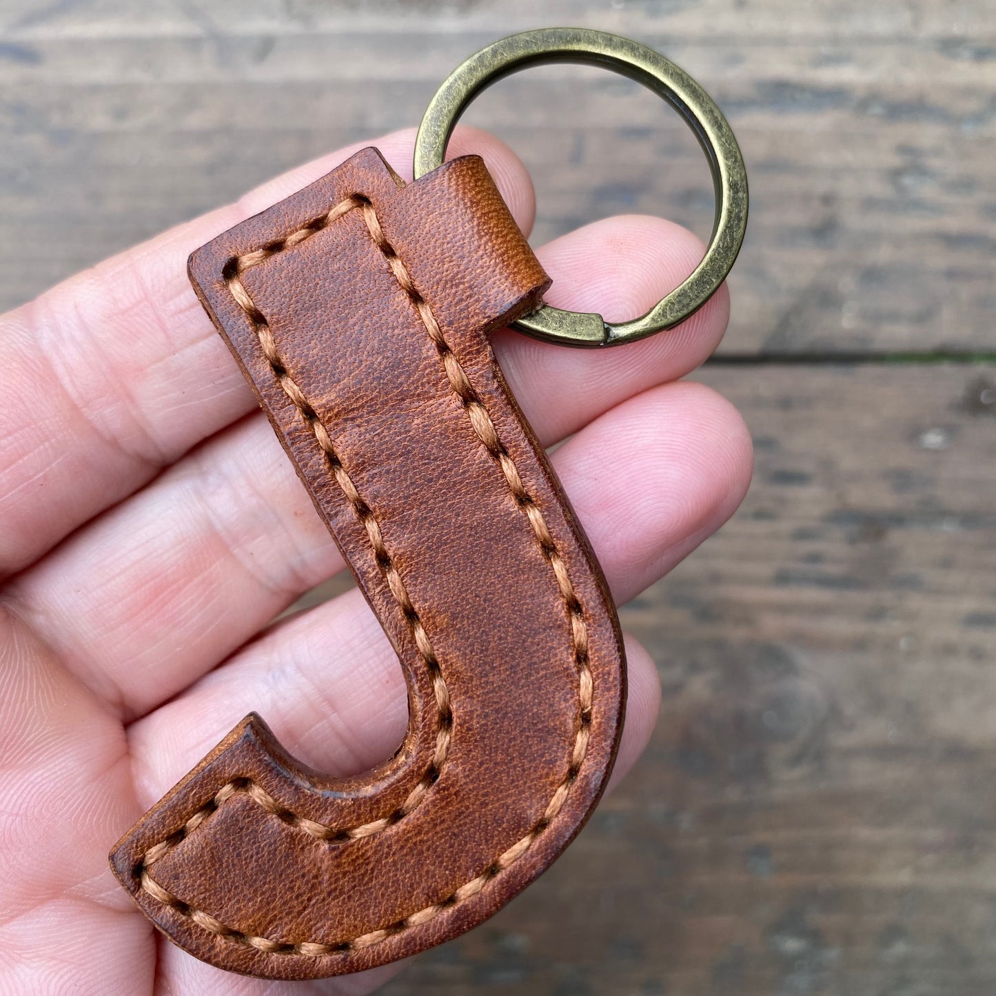 Leather Letter Keyring