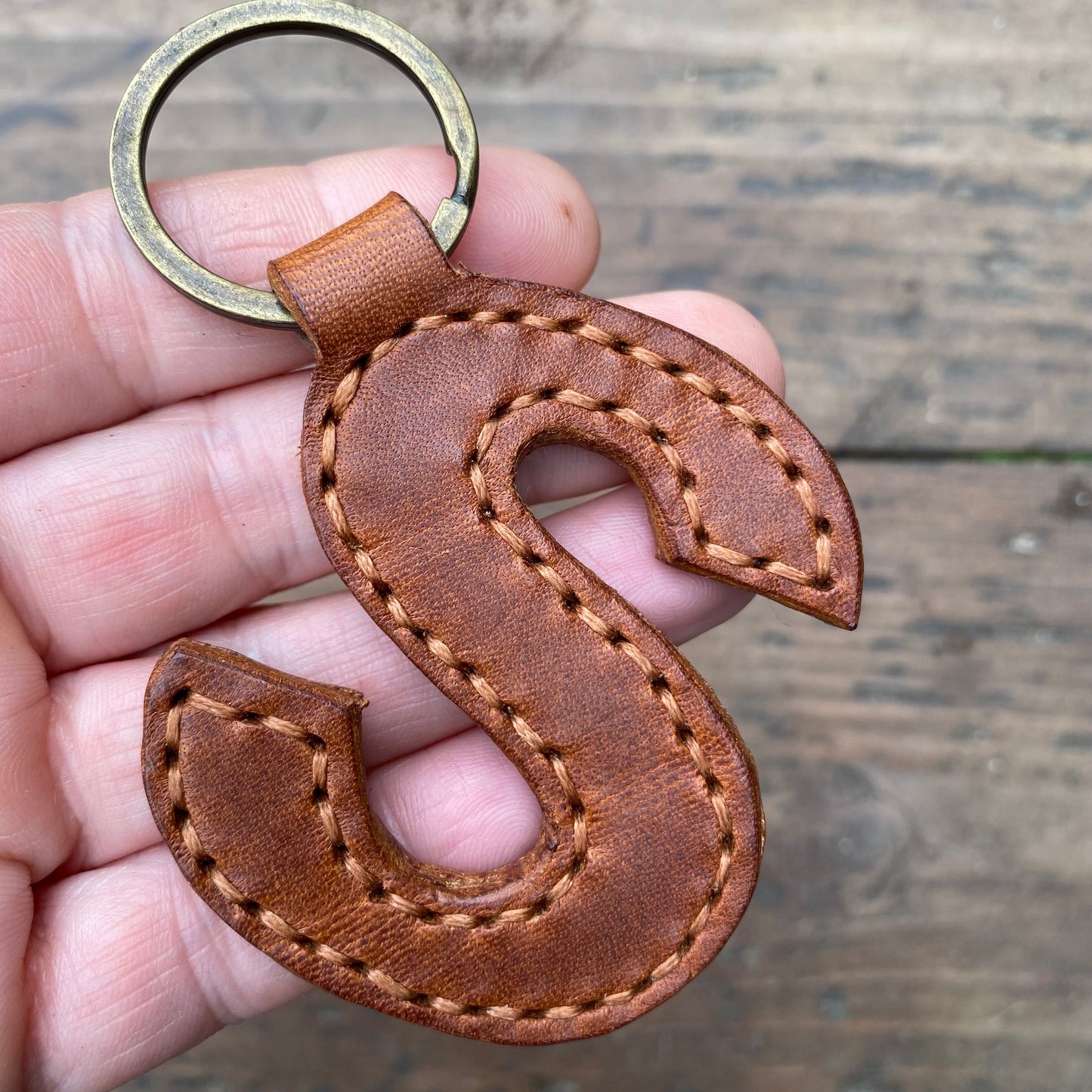 Leather Letter Keyring
