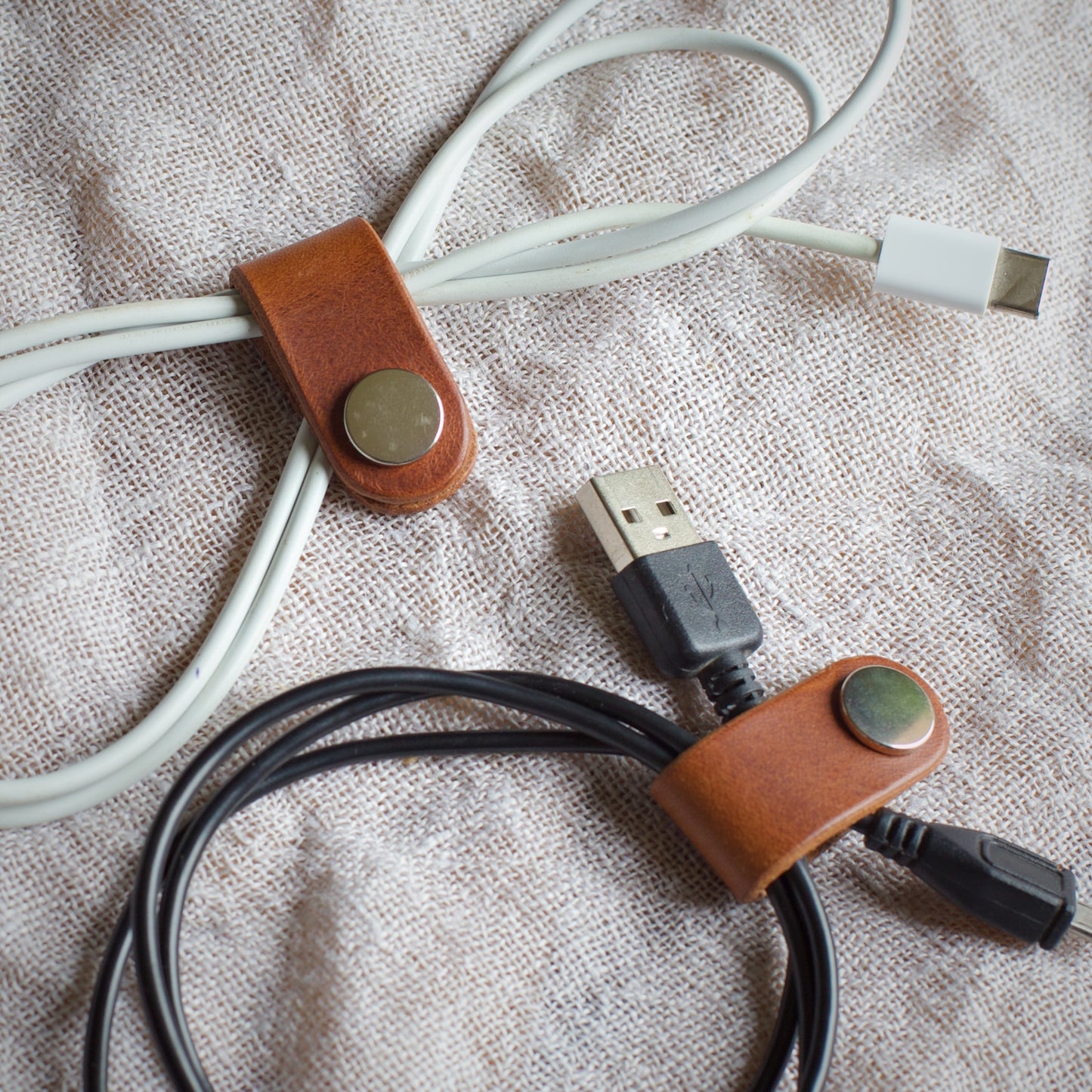 Handmade Leather Cable Tidies