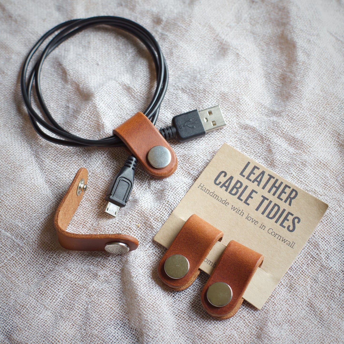 Handmade Leather Cable Tidies