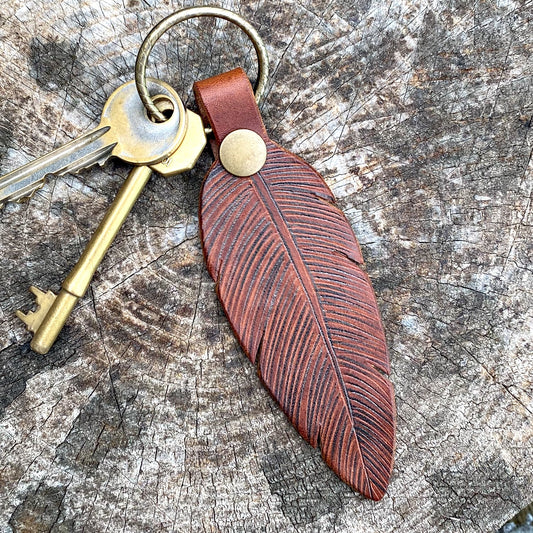 Leather Feather Keyring